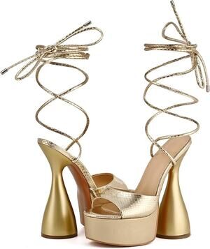 Sexy Platform Spike Heel Round Toe Lace Up heels Size 9.5